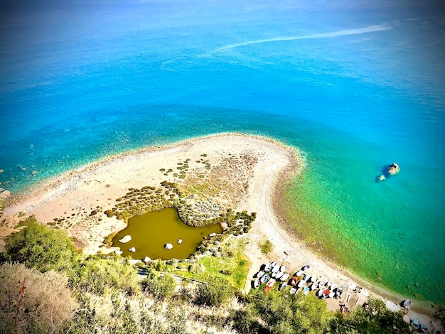 Foto vista de la playa en ángulo alto