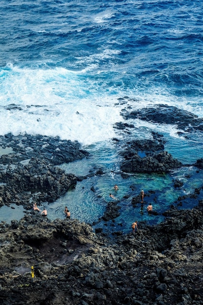 Foto vista de la playa en ángulo alto