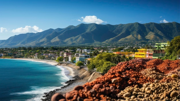 una vista de la playa desde la cima de un acantilado