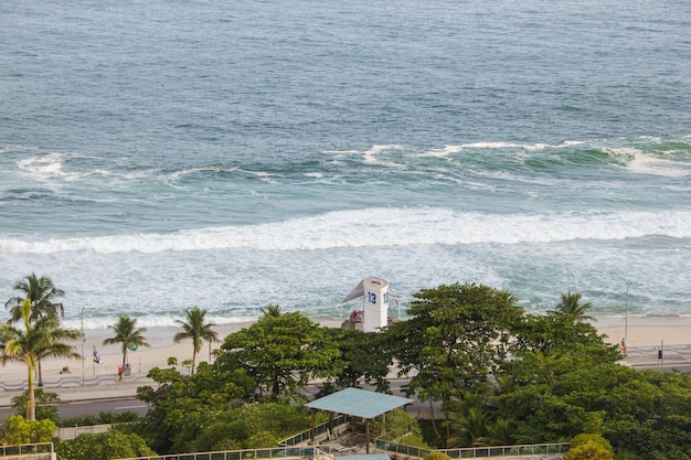 Vista de la playa de Sao Conrado en Río de Janeiro, Brasil