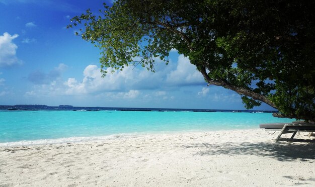 Foto vista de la playa tranquila contra el cielo