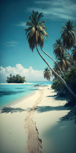 Vista de una playa tropical desde lejos