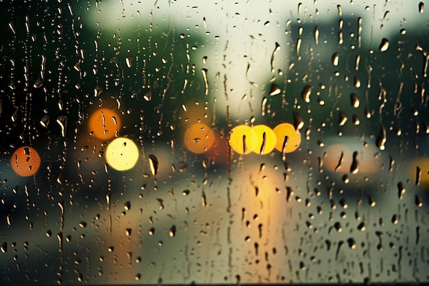 Vista por trás de um copo molhado pela chuva