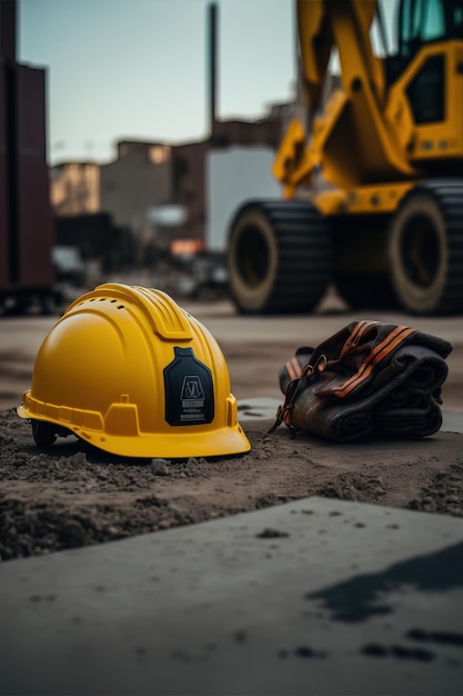 vista posterior del oficial de seguridad con casco que supervisa la IA generativa en el lugar de trabajo