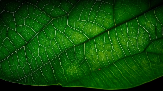 Vista de primer plano de fondo de hoja verde Resumen de follaje natural de textura de licencia para mostrar el concepto de negocio verde y ecología para la vegetación orgánica y el fondo de productos naturales AI generativa