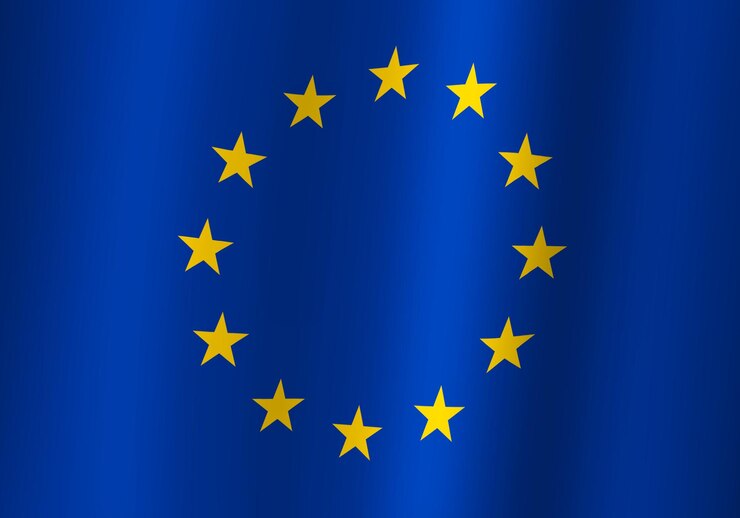 Foto vista de primer plano de la ilustración 3d de la bandera nacional de la unión europea