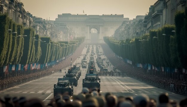 Foto vista desde el puente gente caminando sobre el puente ia generativa