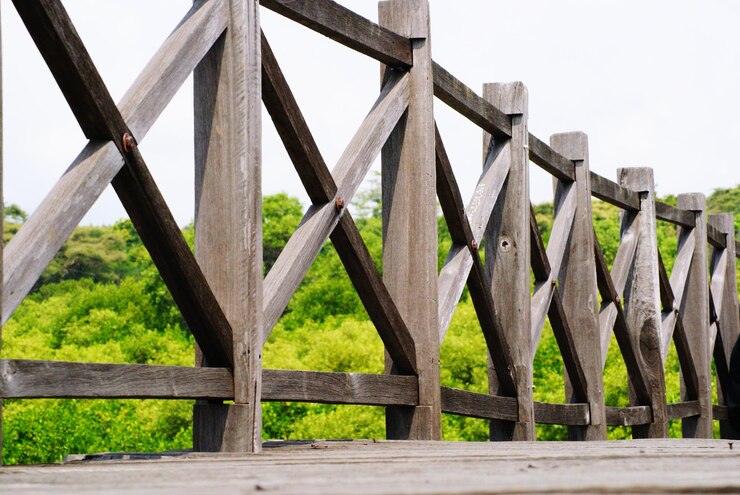 Foto vista del puente en el jardín