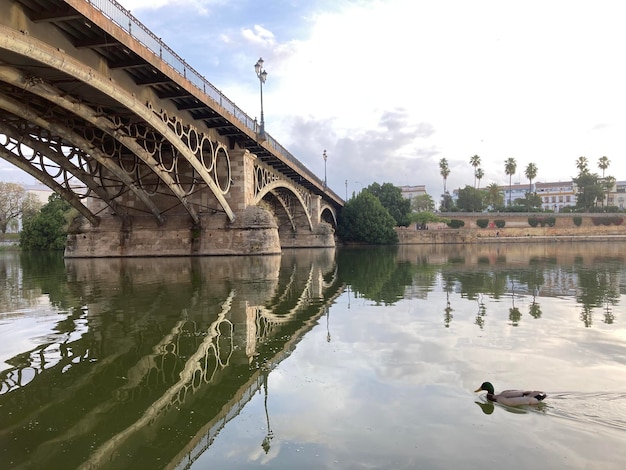 Vista del puente sobre el río contra el cielo