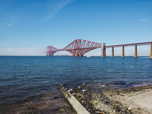 Vista del puente sobre el río tranquilo
