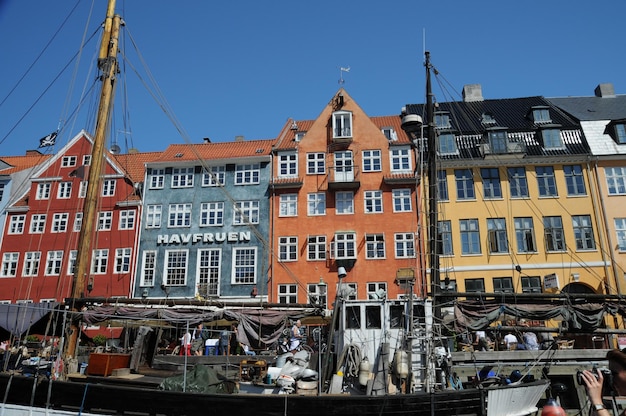 Foto vista del puerto de copenhague nyhavn