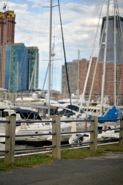 Foto una vista desde el puerto de nueva york