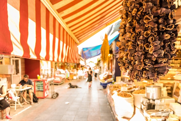 Foto vista del puesto de mercado