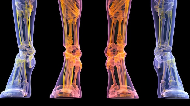 Foto vista de rayos x de piernas humanas