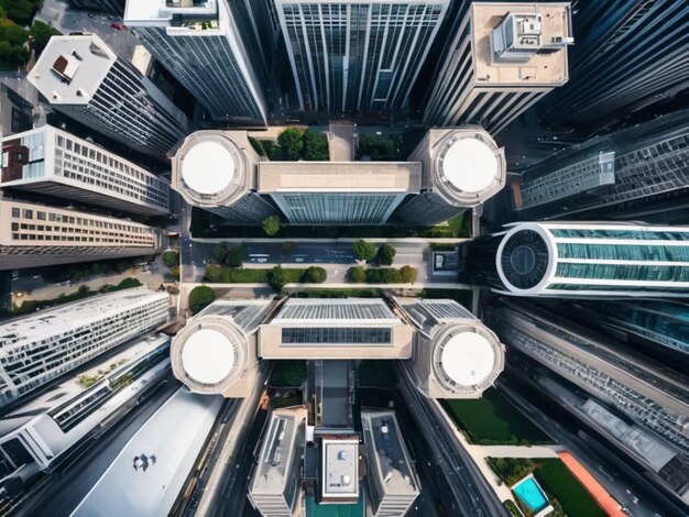 Foto vista realista de un gran edificio en una ciudad
