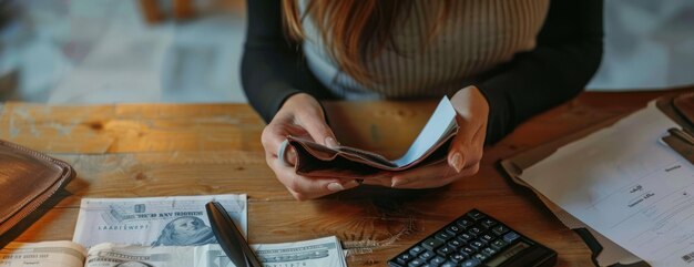 Vista recortada de un hombre de negocios con la billetera vacía cerca de las monedas en las peticiones de bancarrota en la mesa