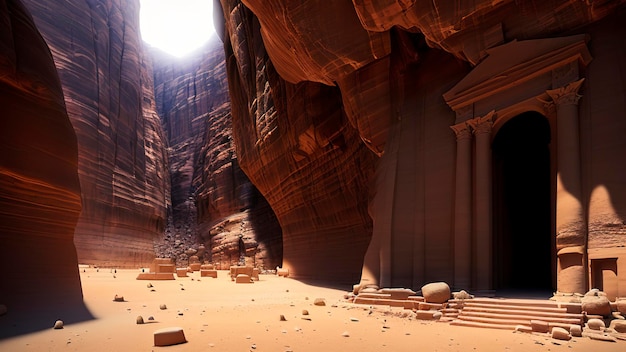 Una vista de las ruinas de la antigua ciudad de petra jordan