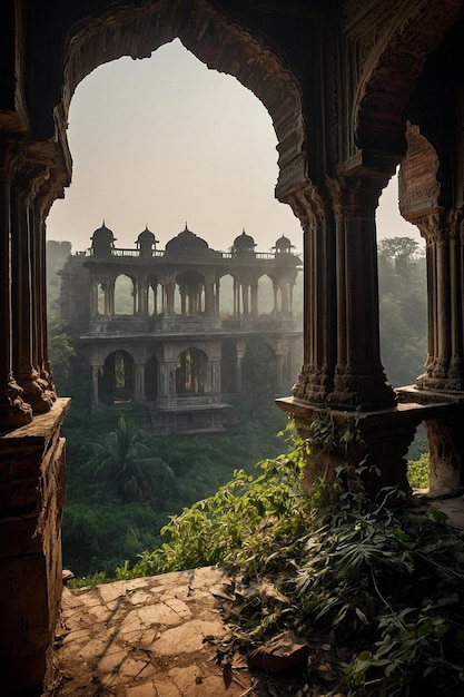 Foto una vista de las ruinas desde la cima de una colina