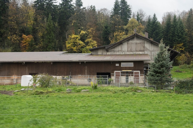 Foto vista rural y montaña en suiza