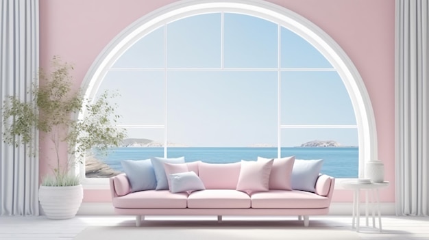 Vista de la sala de estar en estilo minimalista con televisión