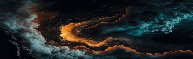 Vista satelital abstracta en el abismo cuásar oscuridad profunda concepto de locura atmósfera peligrosa fantasía estética IA generativa