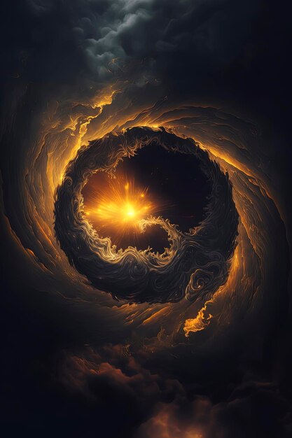 Vista satelital abstracta en el abismo quasar oscuridad profunda concepto de locura atmósfera peligrosa AIgenerated