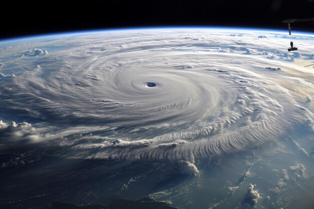 Foto vista por satélite de un huracán desde el espacio huracán tropical visto desde el espacio generado por ia