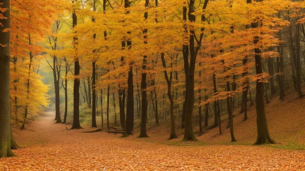 Una vista de la selva en otoño