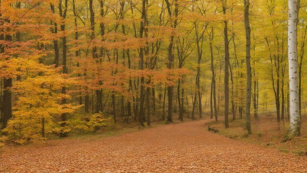 Una vista de la selva en otoño