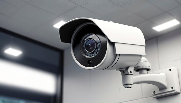 Vista de un sistema de cámaras de vigilancia de CCTV en 3D