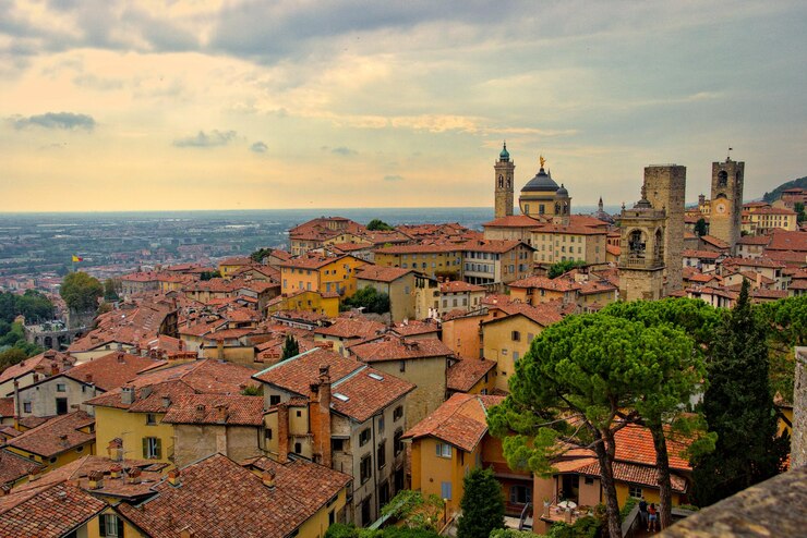 Vista sobre a cidade alta de Bergamo