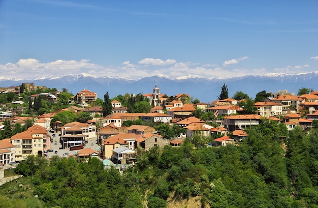 La vista sobre Signagi y el valle de Alazani, Georgia