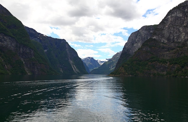 La vista sobre Sognefjord Noruega