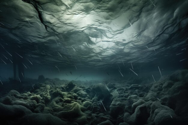 Una vista submarina de una gran masa de agua