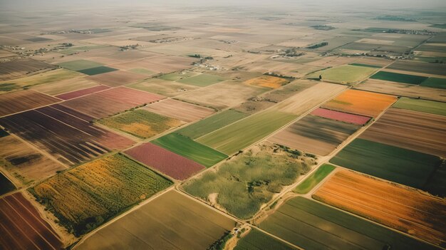 Vista superior aérea del campo agrícola generado por IA