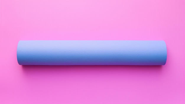 Vista superior de la alfombra de yoga azul y rosa de color neón