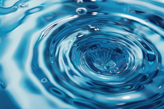 Vista superior Anéis de água azuis em close-up Reflexões circulares na piscina