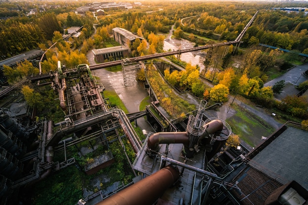 Vista superior del área de la fábrica en Alemania