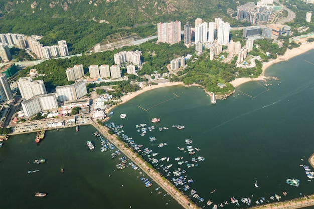 Vista superior de la bahía de Hong Kong