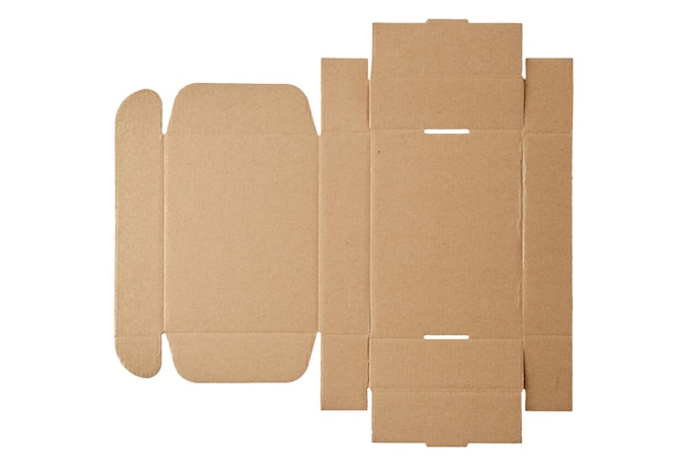 Vista superior de la caja de cartón en su forma desplegada