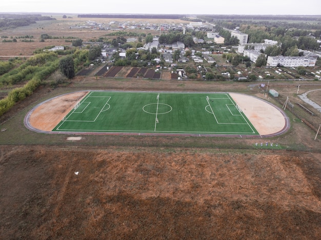 Foto vista superior del campo de fútbol o campo de fútbol.