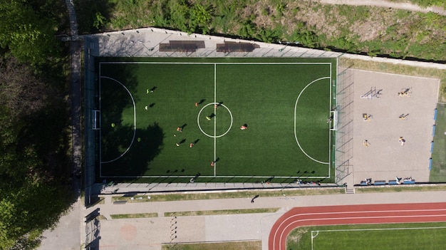 Vista superior del campo de fútbol.