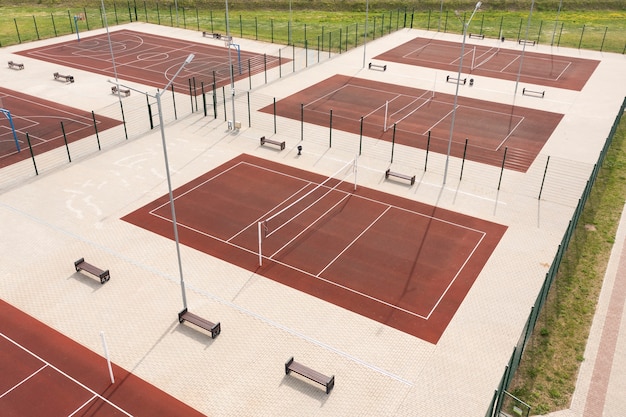 Foto vista superior de un campo de voleibol