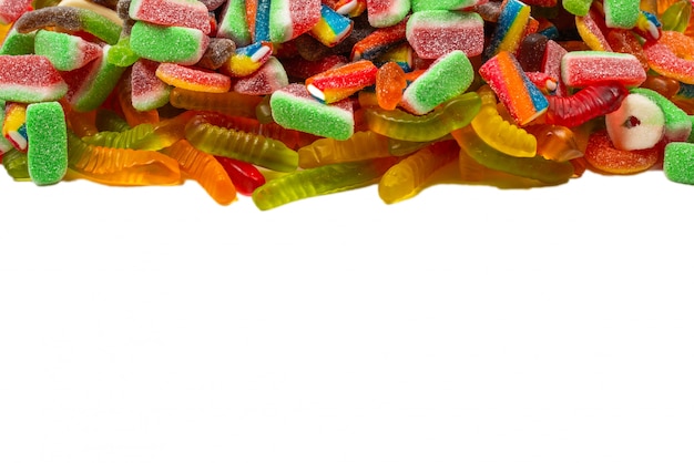 Foto vista superior de caramelos gomosos surtidos