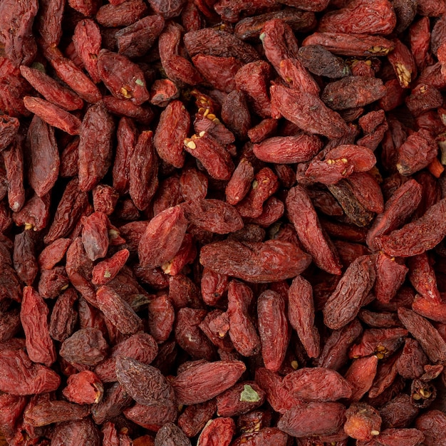 Vista superior, close up de goji berry. cenário de alimentos.