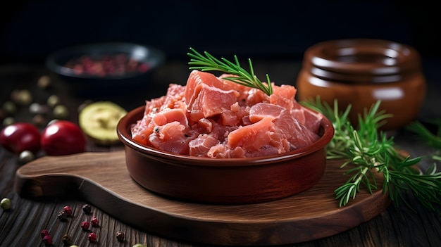 Vista superior de la cocina costera del atún italiano en una mesa antigua