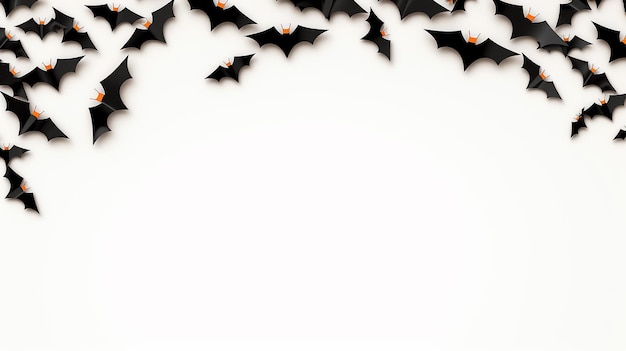 Vista superior copie o espaço Cartão de cumprimentos de Halloween isolado no fundo branco