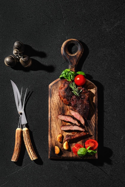 Vista superior da aranha de bife frita em panela de castiron