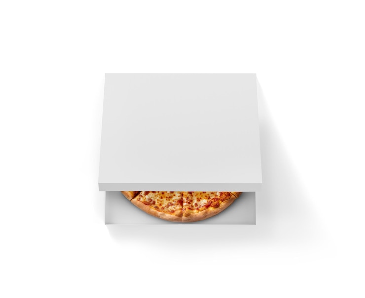 Foto vista superior da caixa de pizza
