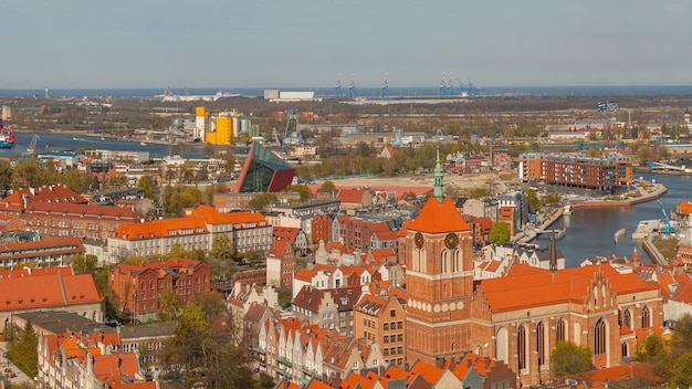 Vista superior da cidade velha de Gdansk